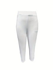 Floral Pattern Cutout Skinny Crop Leggings