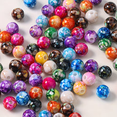 50pcs 8mm Spray Paint Round Beads 13 Colors for Jewelry Making
