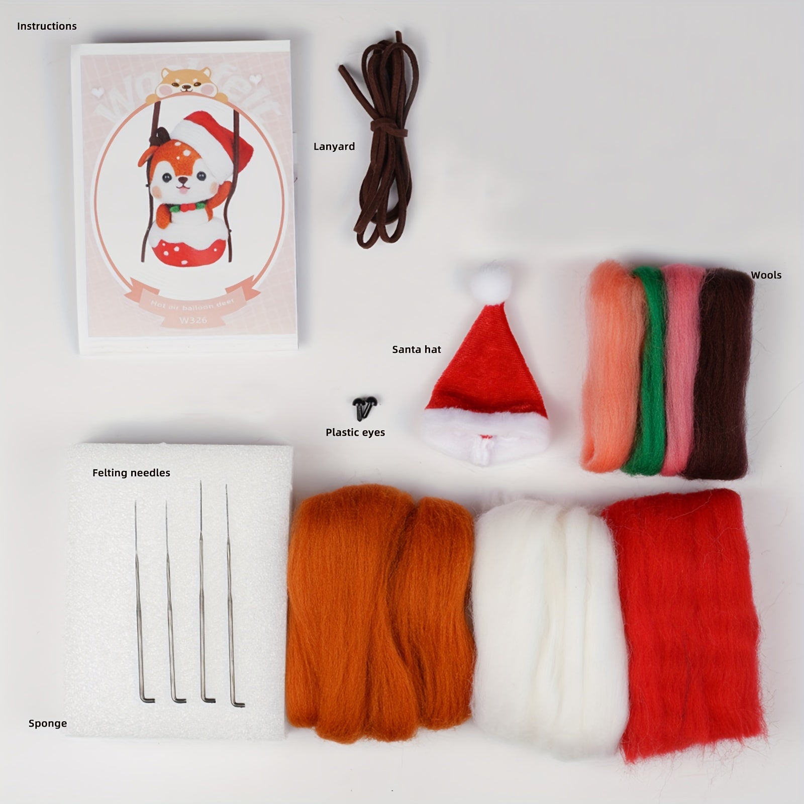 Needle Felting Kit for Beginners - Hot Air Balloon & Deer - DIY Art Craft