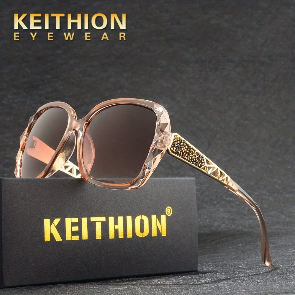 Oversized Polarized Sunglasses Rhinestone Gradient Lens UV Protection
