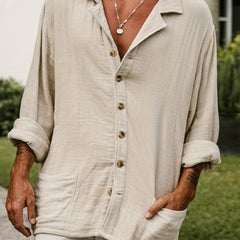 Men's Long Sleeve Retro Shirt Button Up Casual Beach Tops Party Dress