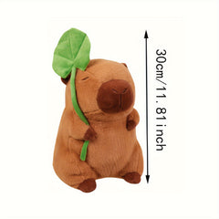 Capybara Plush Toy with Lotus Leaf Hat Stuffed Animal