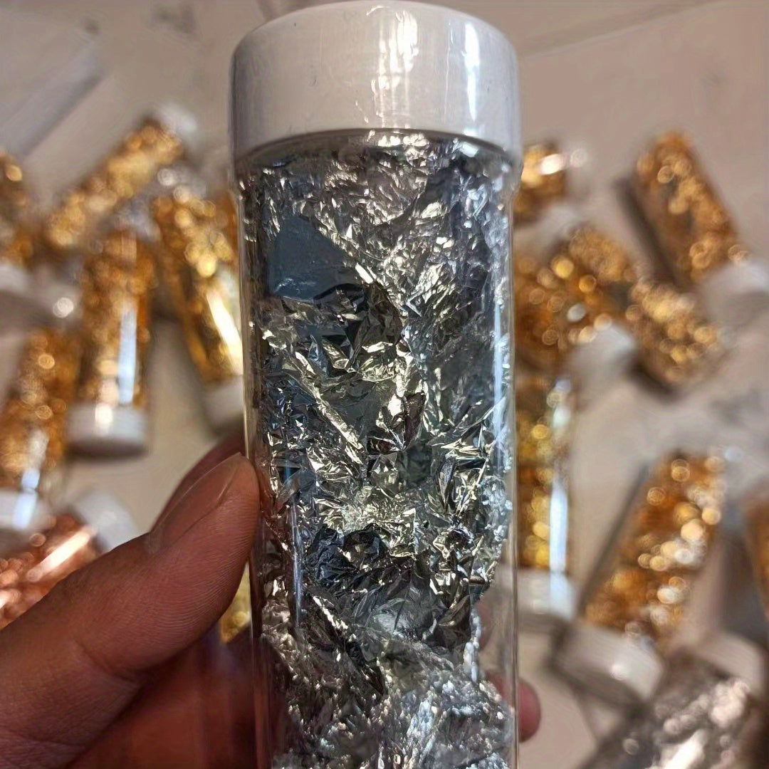 1pc 2g Golden Foil Silver Rose Cake Decoration Nail Art Crushed Mousse Poin