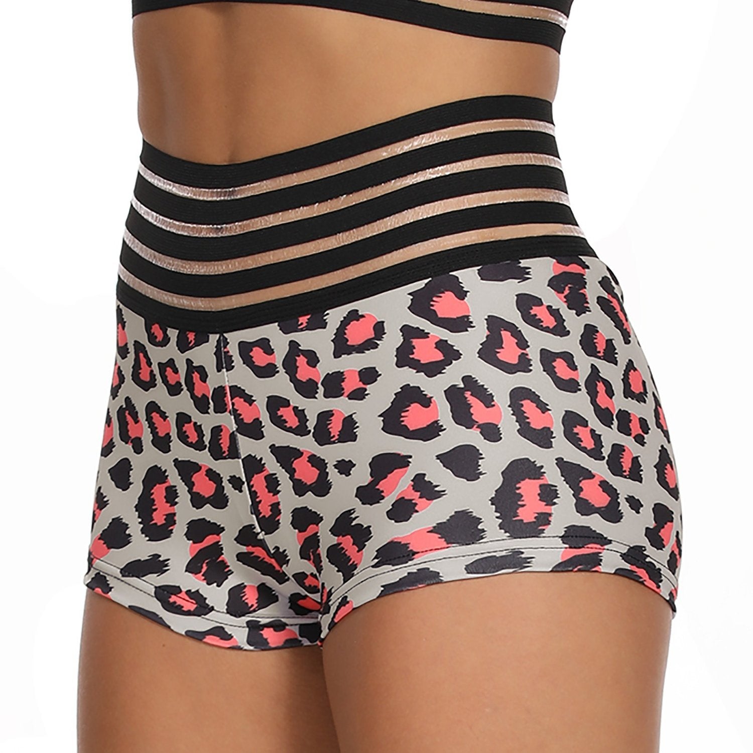Leopard Print High Waisted Yoga Shorts