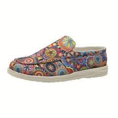 Women's Floral Slip-On Loafers Canvas Shoes Lightweight Casual Sneakers
