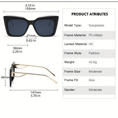 Y2K Cat Eye Sunglasses Gradient Metal Temple Glasses UV400