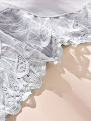 3 Pack Plus Size Panties Women's Floral Jacquard Solid High Stretch Panties Set