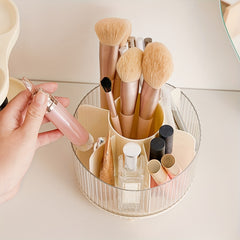 360 Rotating Makeup Organizer with Compartments for Brushes & Lipsticks