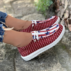 Women's Stars & Polka Dot Canvas Shoes Lace Up Slip On Casual Outdoor Shoes