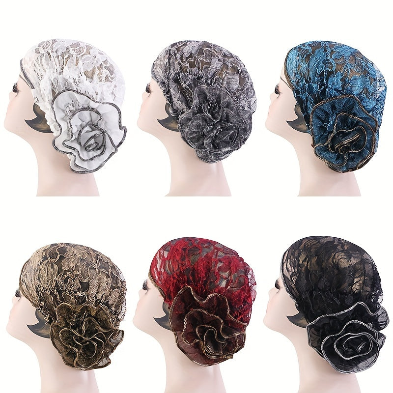 Floral Lace Turban Hat Vintage Breathable Chemo Head Wrap Women