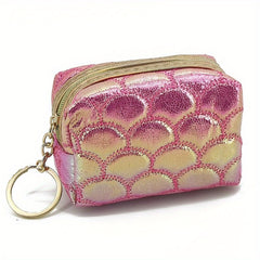 Fish Scale Embroidered Makeup Bag Coin Purse Lipstick Storage Bag