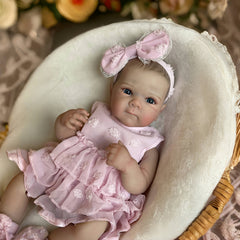 Adorable Bettie Doll Soft Full Body Waterproof Painted Pink Dress Butterfly Knot