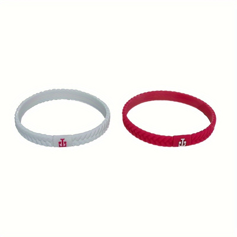 2pcs Solid Sports Bracelet Durable Silicone Wristband Couple Bracelet