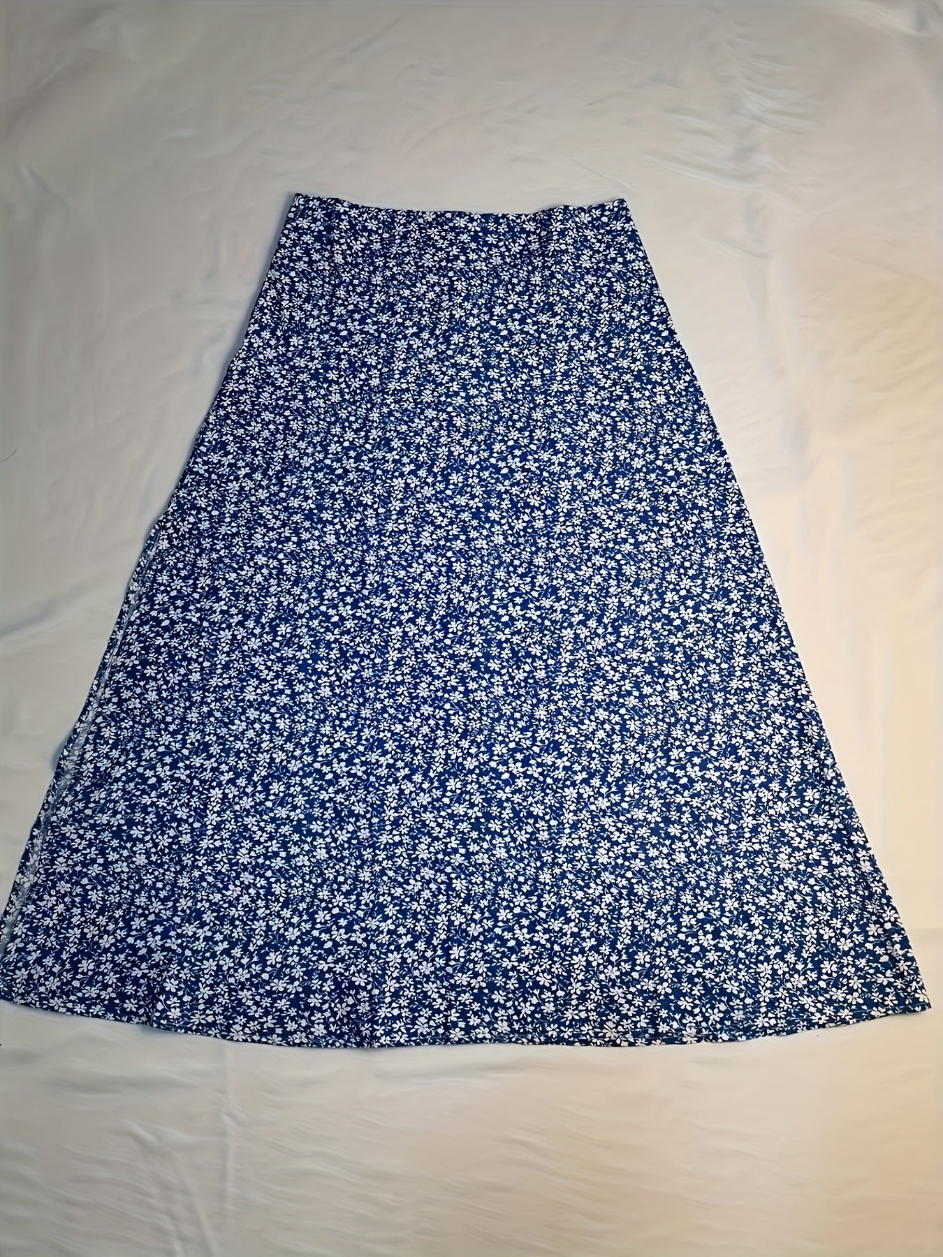 Floral Print Slit Thigh Midi Skirt
