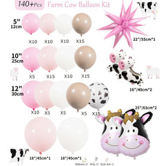 140pcs Pink Cow Balloon Garland Kit for Girl Birthday Party