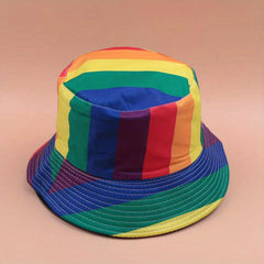 Rainbow Striped Print Bucket Hat Reversible Fisherman Cap