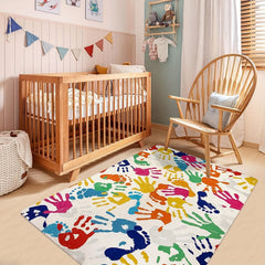 Soft Fluffy Hand Print Carpet Area Rug Non Slip Backing