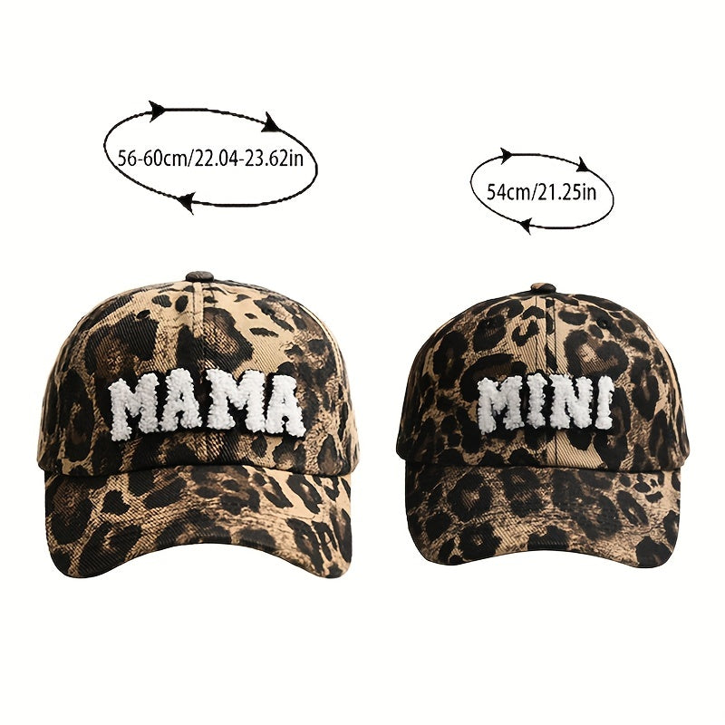 Leopard Mama Mini Embroidery Baseball Cap Sun Protection Hat