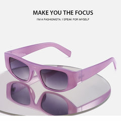Small Frame Shield Glasses Vintage Y2K Gradient Shades Glasses