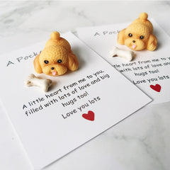 Pocket Hug Card Dog Polyresin Easter Graduation