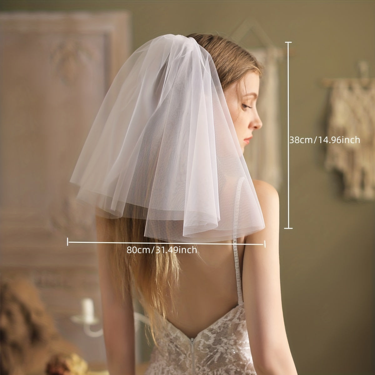 Short Double Layer Veil Plain Gauze Bridal Wedding Veil
