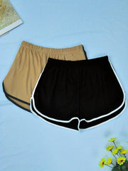 Colorblock Trim Sleep Bottoms Elastic Waistband Shorts