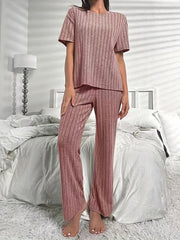 Short Sleeve Crew Neck Lounge Set Top & Pants
