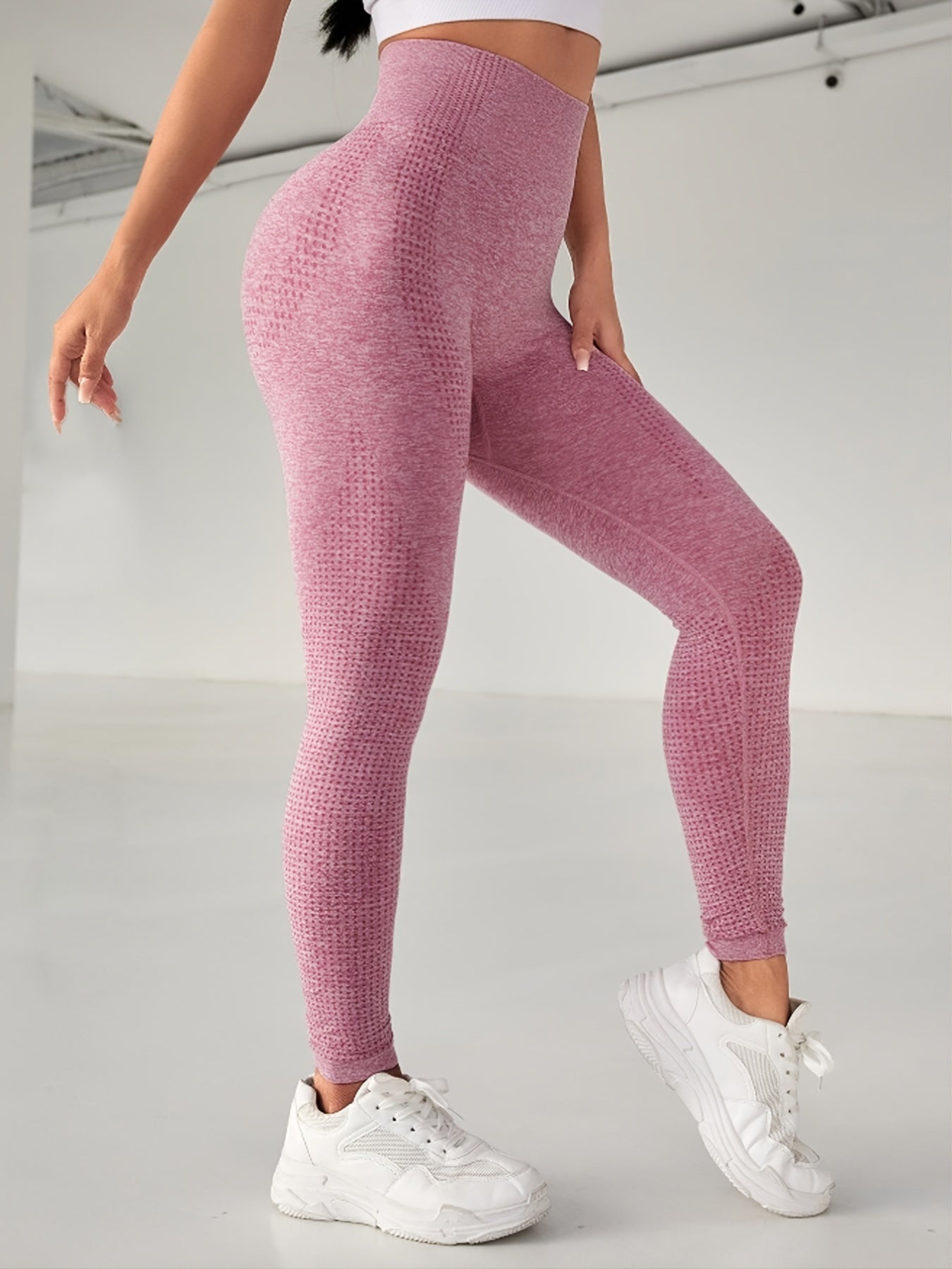 Stretchy Solid Yoga Leggings with Wide Waistbelt
