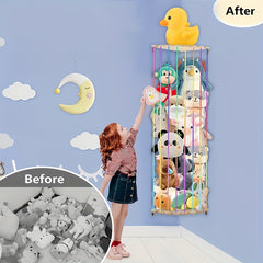 Pine Wood Stuffed Animal Storage Rack Corner & Wall Organizer