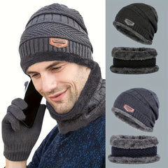 Striped Warm Winter Hats With Neck Scarf - Cycling Skiing Gear