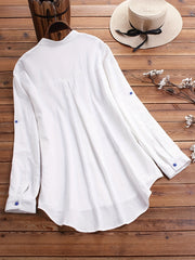 Floral Print Button Up Stand Collar Blouse
