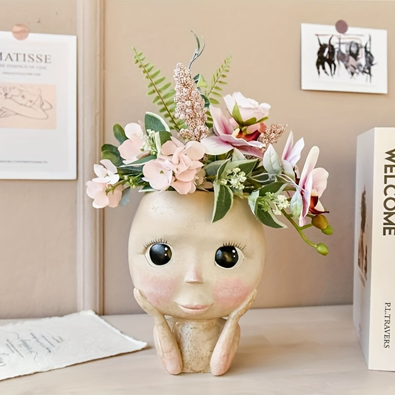 Cute Big Eyed Girl Flower Pot for Succulents