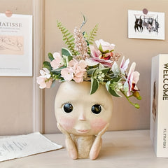 Cute Big Eyed Girl Flower Pot for Succulents