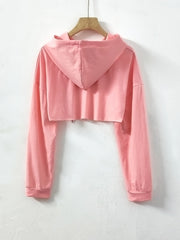 Casual Sports Solid Hoodie For Women