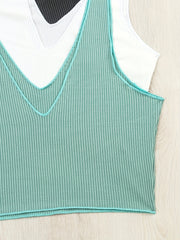 3pcs Ribbed Tank Tops V Neck Sleeveless Women's Lingerie