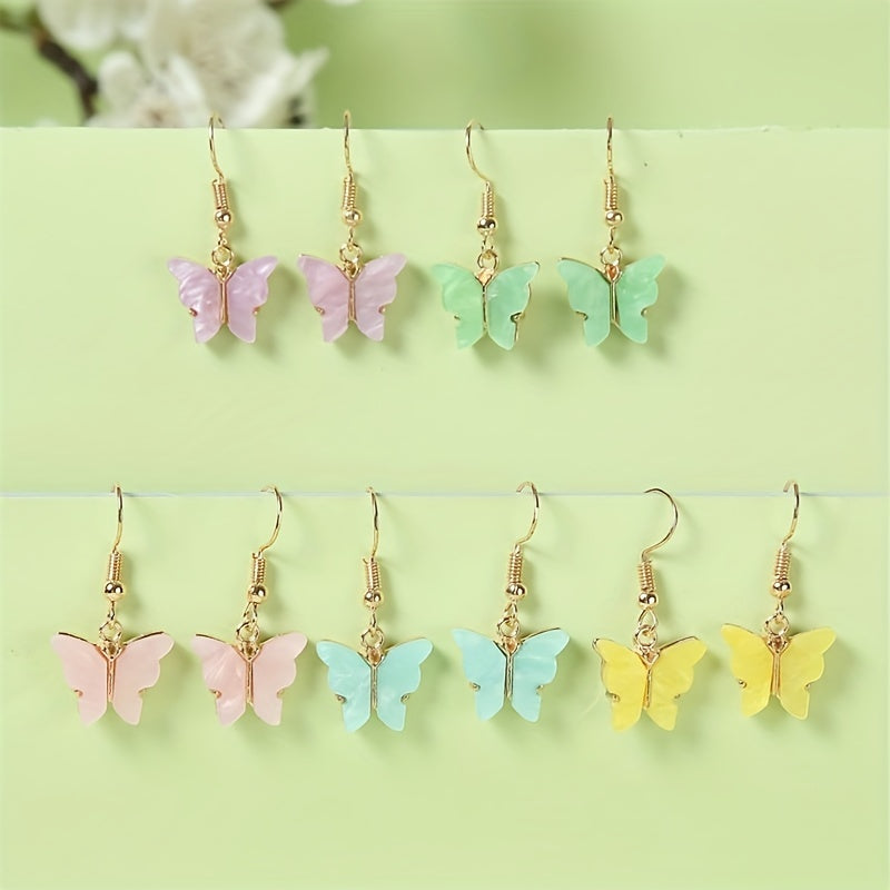 Colorful Butterfly Earrings Set for Girls - 5 Pairs