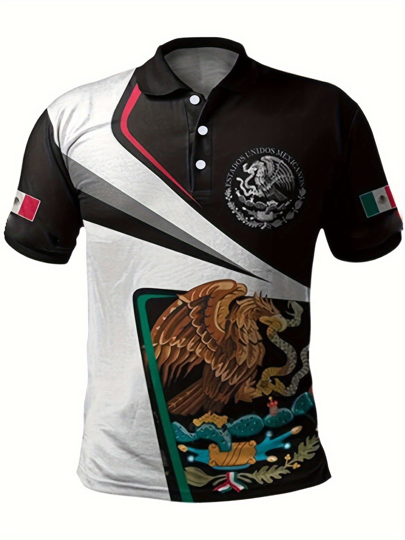 MEXICO Eagle And Snake Pattern Short Sleeve Shirt