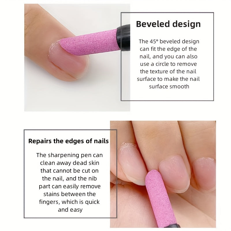 3pcs Nail Sanding Pen Cuticle Trimming Stick DIY Manicure Repair Tool