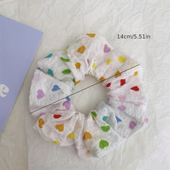 Colorful Love Pattern Hair Rope Large Circle Head Rope Hair Accessories