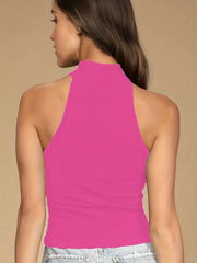 Ribbed Halter Neck Bodysuit Sleeveless Casual One Piece Bodysuit