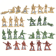 28pcs Parachute Toy Throw Toy Outdoor Game Military Action Figures Random Colors
