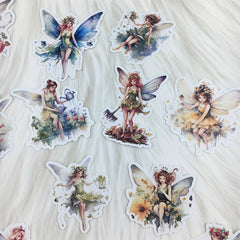 Retro Flower Fairy Elf Sticker Set for Scrapbooking