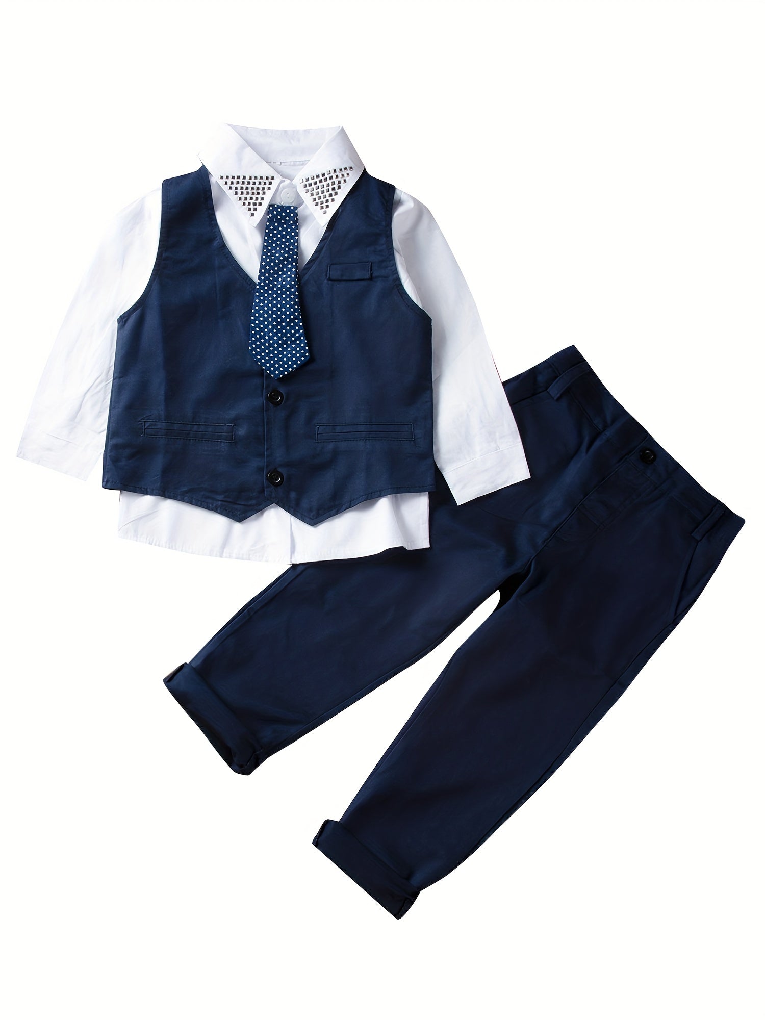 Baby Boy Tuxedo Suit Shirt Waistcoat Tie Pants Formal Outfit