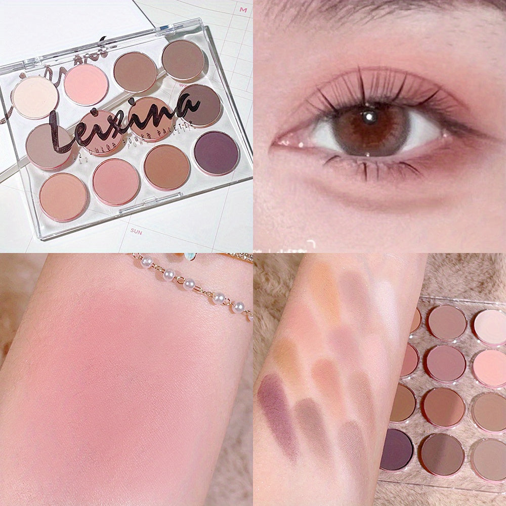 12-Color Eyeshadow Palette Natural Nude Makeup Matte Shimmer Glitter Pigment