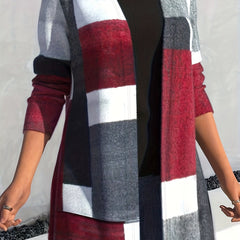 Colorblock Open Front Cardigan