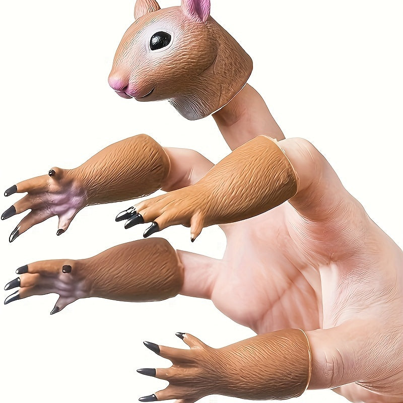 Squirrel Finger Puppets Silicone Light Brown Animal Puppet Theater Props Toy