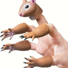Squirrel Finger Puppets Silicone Light Brown Animal Puppet Theater Props Toy