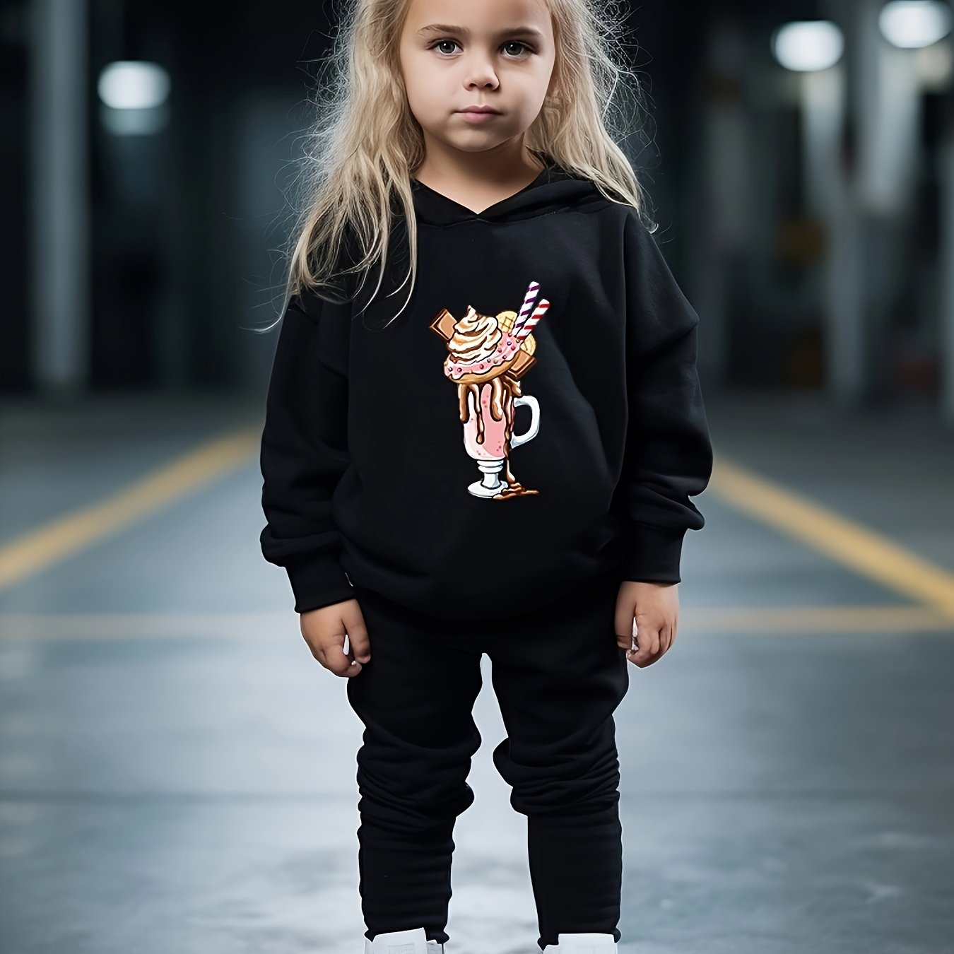 Girls 2pc Ice Cream Hooded Sweatshirt & Sweatpants Set