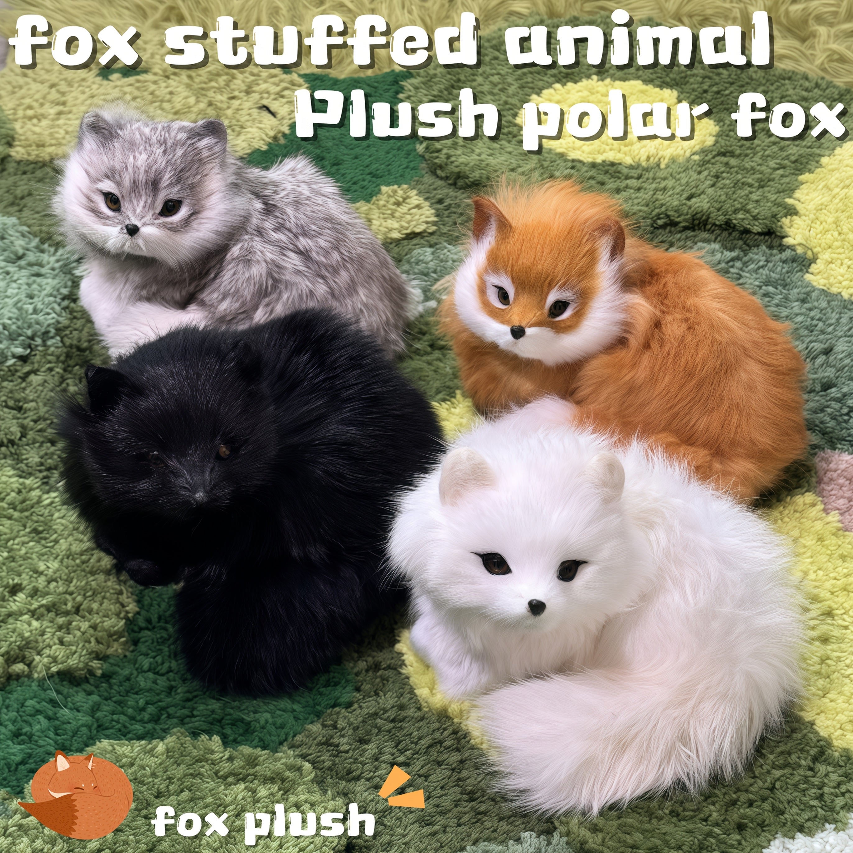 JIAJCHUF Plush Fox Stuffed Animal Soft Polyester Polar Fox Plush Toy 6 Colors