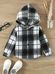 Toddler Boys Plaid Hooded Coat
